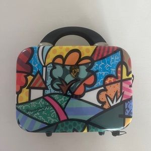 Beautiful Romero Brito hard case travel cosmetic bag